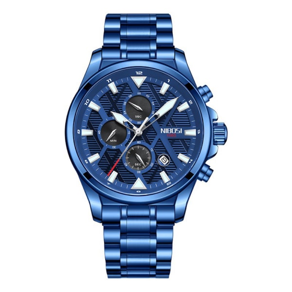 Watch Business Waterproof Watch Multi Dial Display Blue
