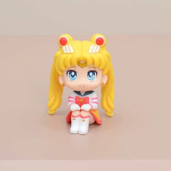 6 st Sailor Moon Usagi Chibiusa PVC Chibi sittande karaktärsfigurer set 8 cm
