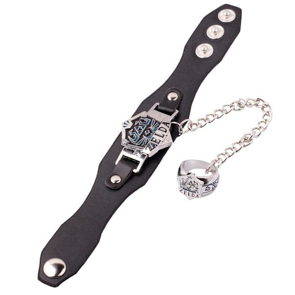 2st Ring Set 1 Zelda Lengend Anime Ring 1 Läderarmband för Cosplay