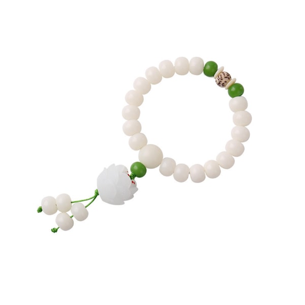 Naturligt vit Jade Bodhi Root Armband Rosenkrans Buddha Beads Armband