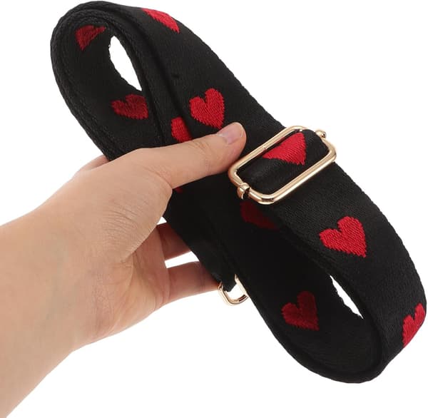 Justerbar bred skulderrem med hjertebroderi til crossbody-tasker
