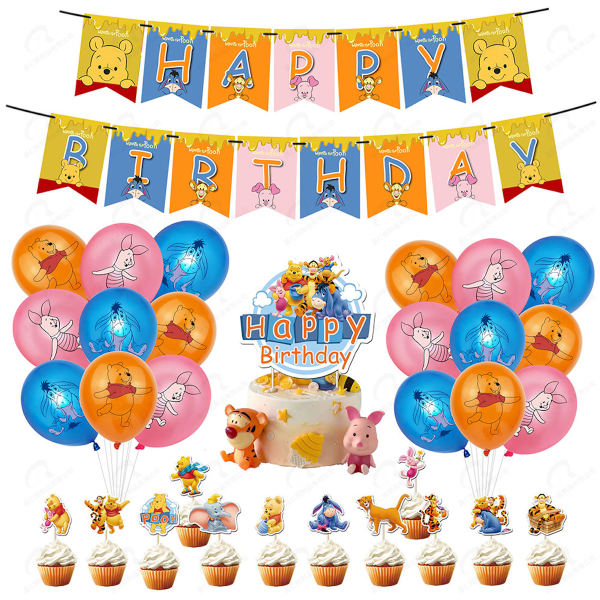 Nalle Puh Grattis på födelsedagen Ballong Set Latex Ballonger Party Dekoration Kit