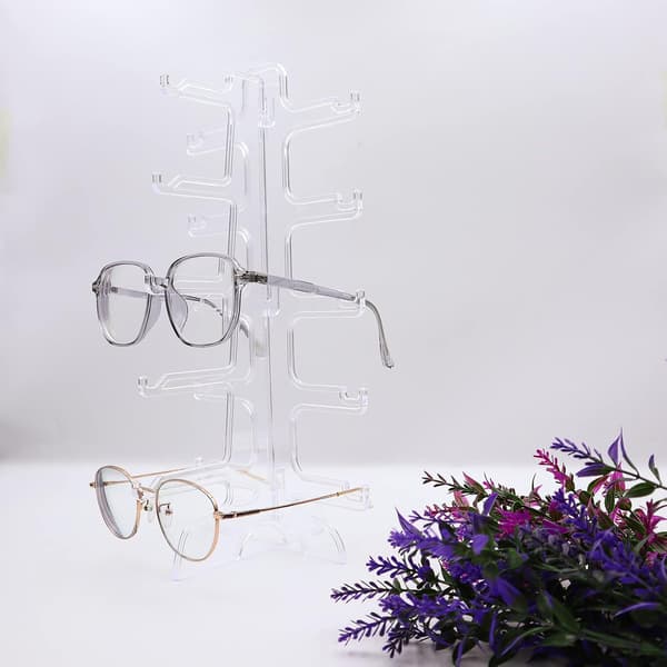 2 stk. 5-pars gennemsigtige solbrille-displaystativer, brilleholdere i plast