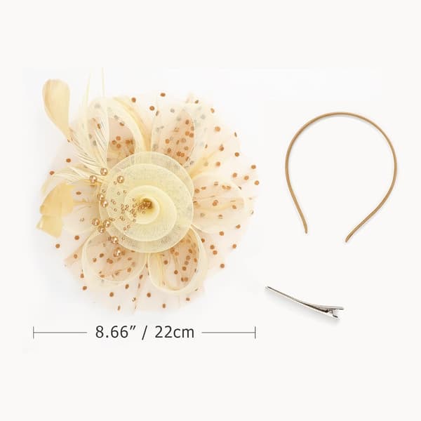 Blomster-fascinator for kvinner med hodebånd og klemme, hårtilbehør til teselskap