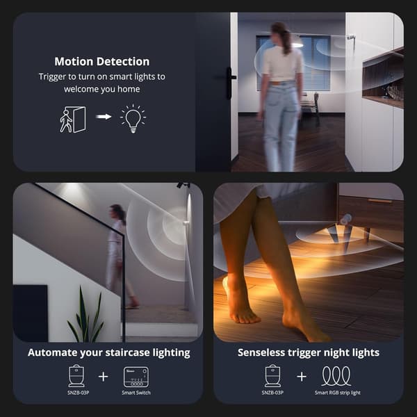 Zigbee PIR-rörelsesensor, 3 års batteritid, smarta aviseringar, hubb krävs