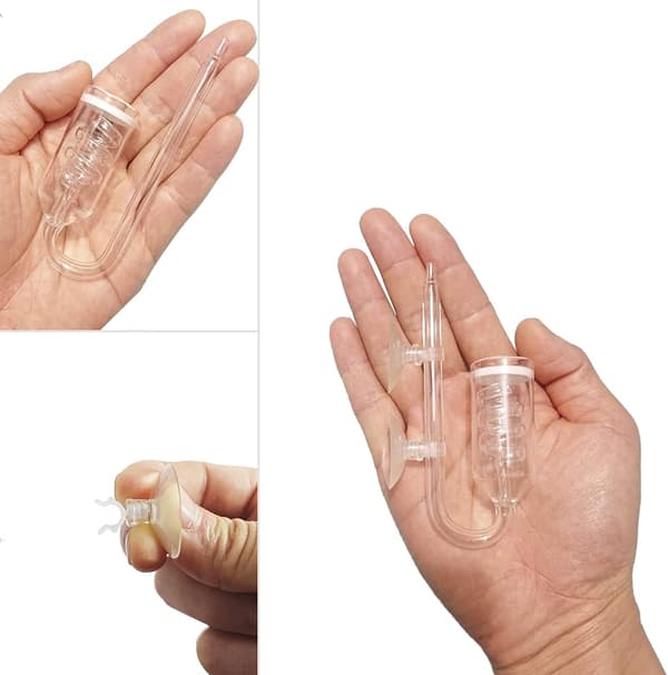 Glasspiral CO2-diffusor, bubbelräknare med sugproppar för akvarier