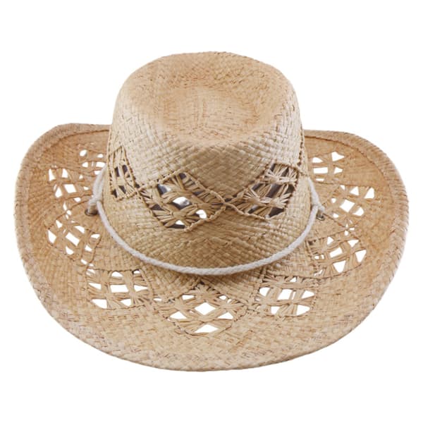Unisex Raffia Strå Cowboyhat Åndbar Bredskygget Solhat