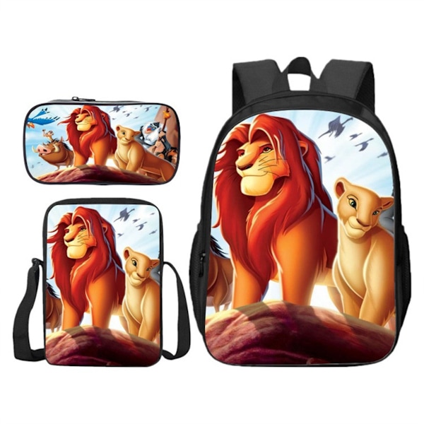 3st/ set Simba Lion- printed set med axelväska Case Skolväska Resor Dagsväska Lättviktsbokväskor