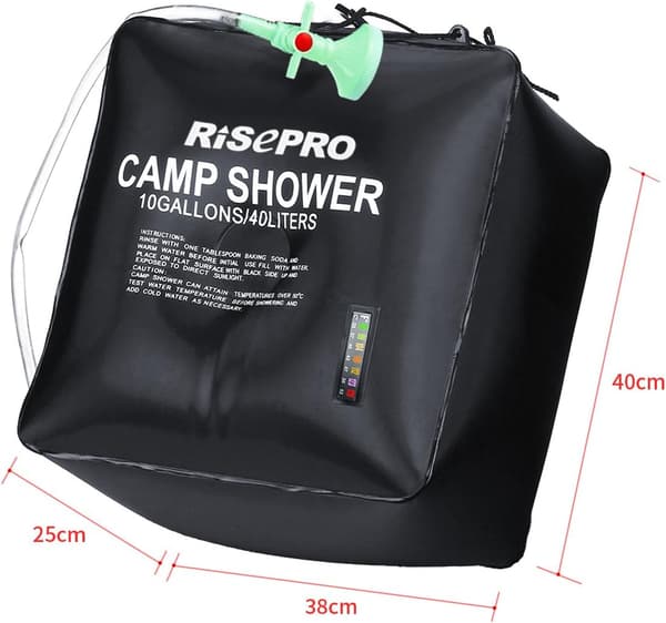 40L Solardusjpose, 10 Gallons Campingdusj med Temperaturindikator