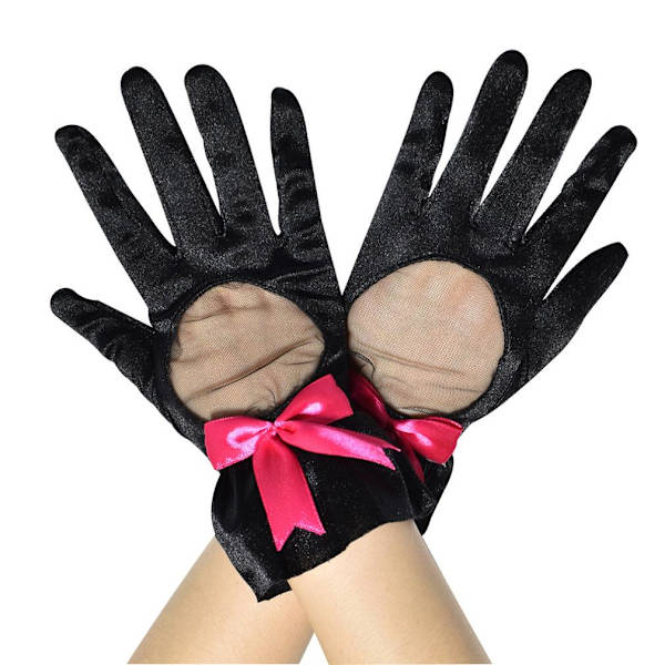 Korta handskar Rosett Satin Disguise Retro Elastiska Handskar Svart