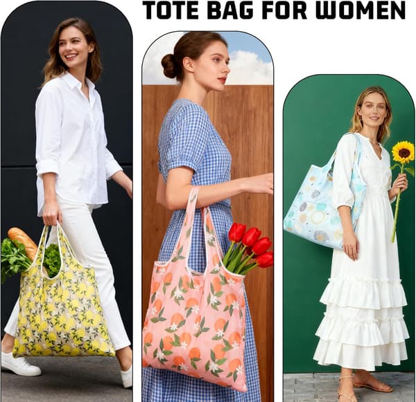 3-pack hopfällbara shoppingkassar, stora återanvändbara matkassar i polyester