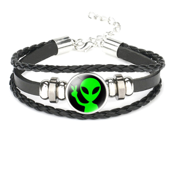 Grönt Alien flätat armband Armband Party Sports Armband för män kvinnor