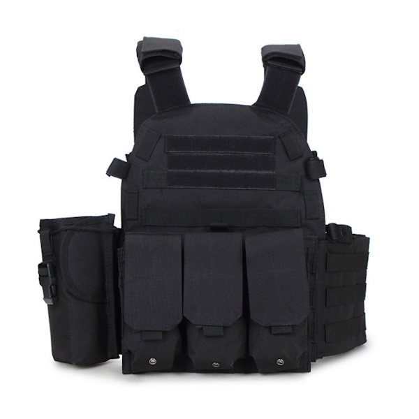 Svart Tactical Vest Outdoor Molle Jaktväst Justerbar modulär utrustning för träningsspel