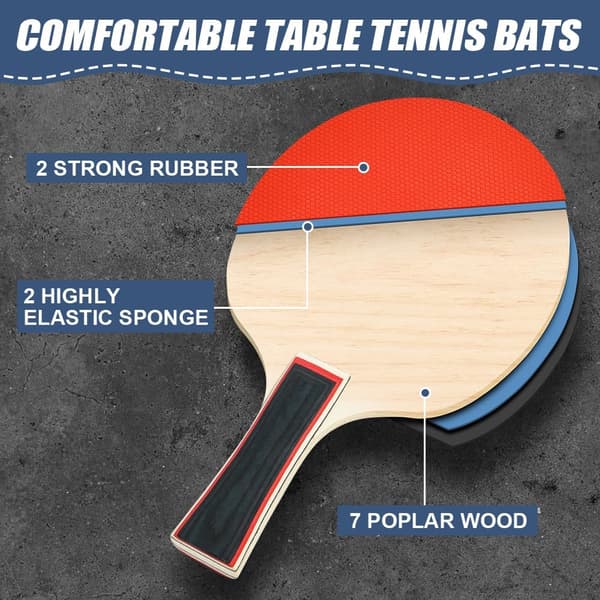 Bärbart bordtennisset | 2 trärack | 3 bollar och väska