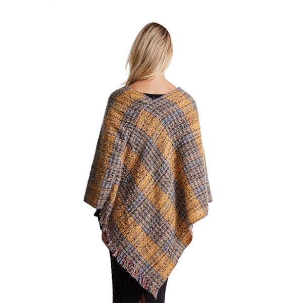 Höst Vinter Ränder Poncho Virkad Poncho Stickmönster Pullover Wrap för kvinnor