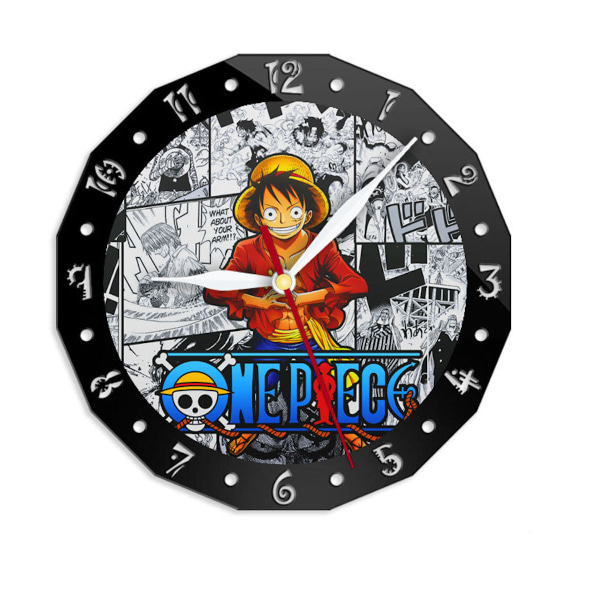One Pieces Luffy Anime Väggklocka Tyst, icke tickande klocka Dekorativ klocka för hemmet