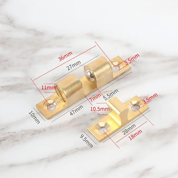 5-pack 50 mm kullås i massiv mässing, justerbara skåpsdörrlås