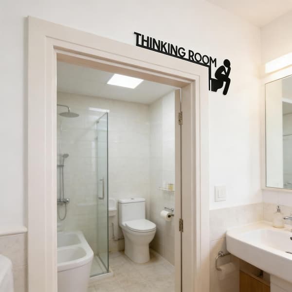 Sjovt 'Thinking Room' toiletskilt, dørskilt i træ til badeværelset, 30 x 10 cm