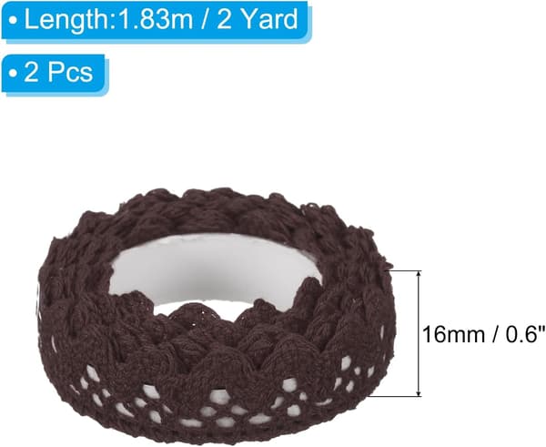 2-pak bomuldsblondebånd 1,5 cm x 1,8 meter selvklæbende bånd til DIY-projekter