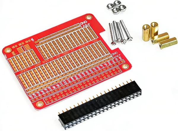 2 stk. GPIO Breakout PCB Shield-sett med kontakter og monteringsutstyr, rød