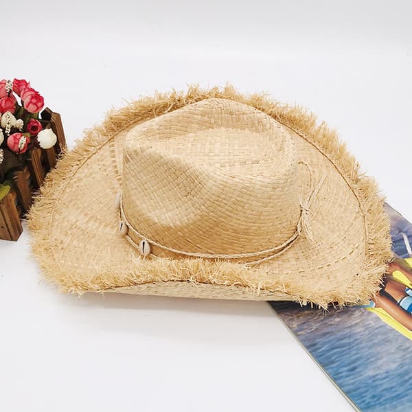 Unisex Raffia Strå Cowboyhat Bred Skygge Strand Solhat
