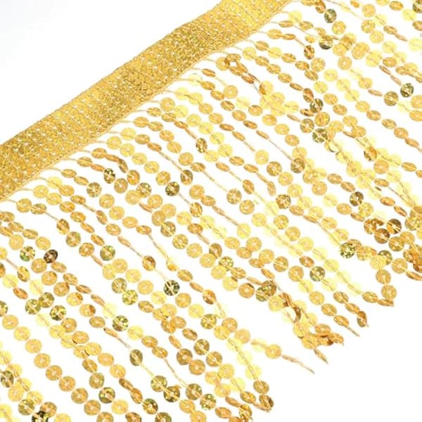 1 yard guld paillet-frynsekant 15 cm bred til latindans-kjole syning DIY