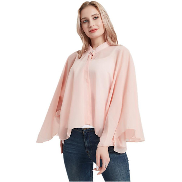 Rosa Chiffong Poncho Top Solskyddande Sjalar för Dam