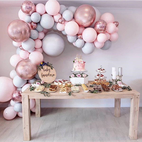 174st rosa bröllopsfödelsedagsballonger Arch Garland Kit Latex Set Festdekoration