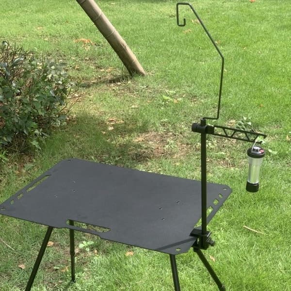 Justerbart camping-lysstativ, lanterne-stang i aluminium med bordklemme-sæt