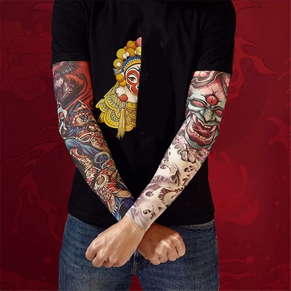 1 par tatueringsärmar, 37 cm elastiska solskydd för sport