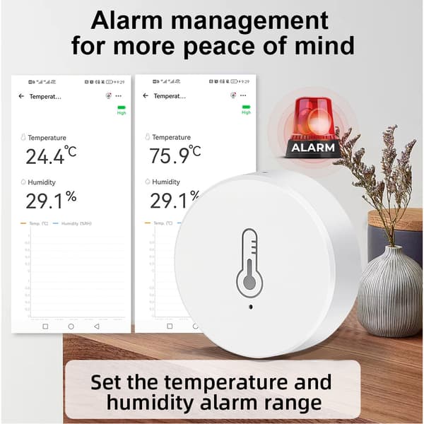 Zigbee Temperatur- og fuktighetssensor med app, trådløs smartovervåking