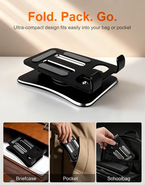 360° roterbart foldbart telefonstativ, justerbar bordholder til tablet i aluminium