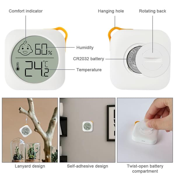 Mini digitalt termometer og hygrometer, indendørs temperatur- og fugtighedsmåler