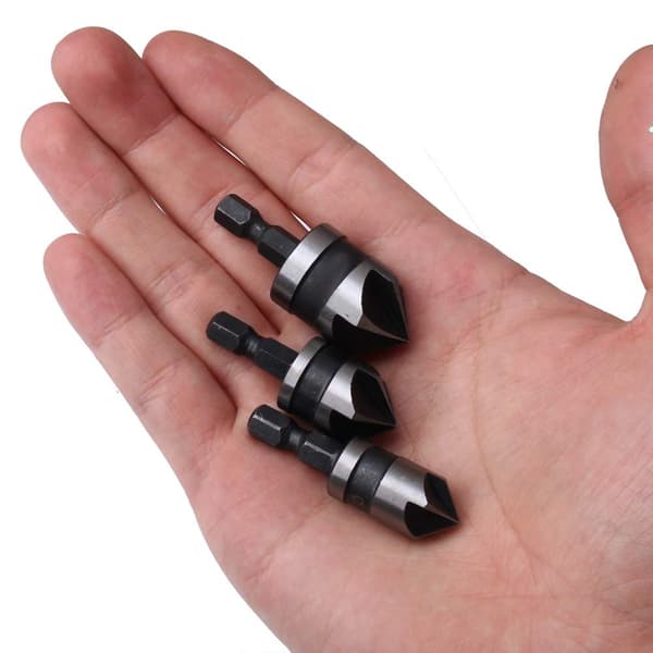 3-delt undersænker-boresæt, 12 mm 16 mm 19 mm, 1/4 tomme sekskantskaft