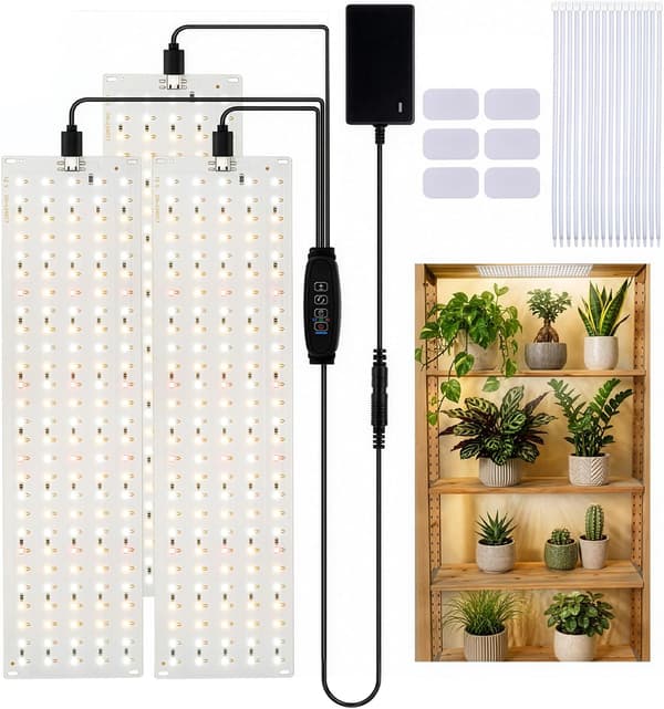 4-pak fuldspektret LED-vækstlys med timer og 9 dæmpbare niveauer til planter