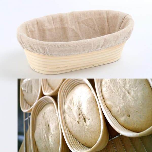 2-pack jäskorgar för bröd, 22 cm rund och 25 cm oval för surdegsbakning