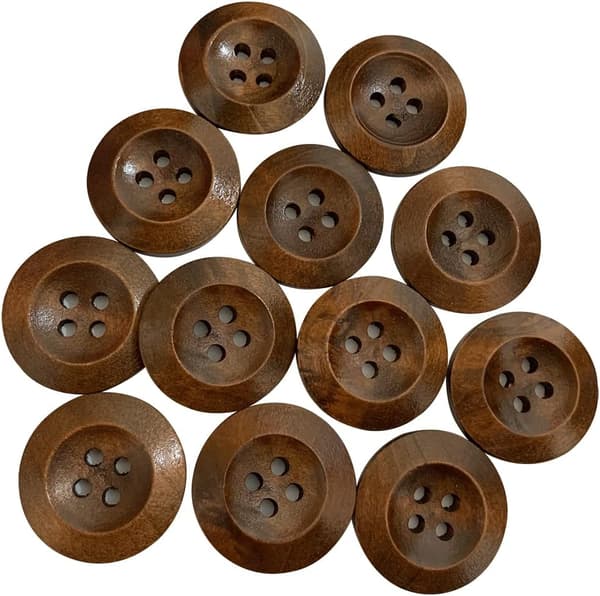 10 stk. 30 mm brune træknapper, 2-hullers knapper til syning og DIY-håndværk