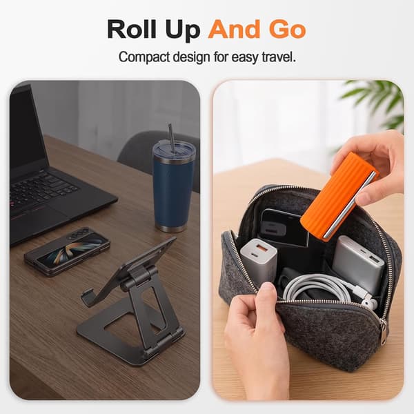 2 stk. fleksible silikon-telefonstativer, sammenleggbare bærbare holdere for reise