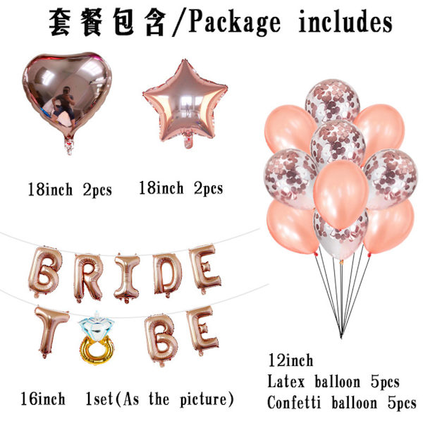 Bride to Be folieballonger Set festdekoration