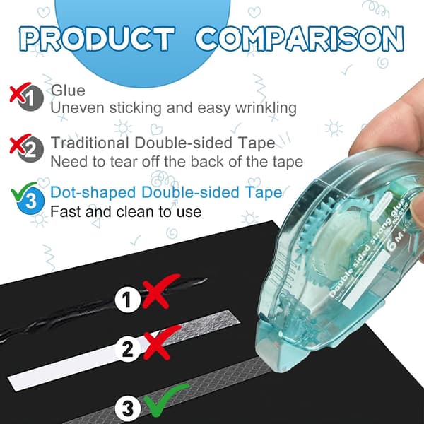 6-pack limroller, dubbelsidig hantverksdispenser för scrapbooking