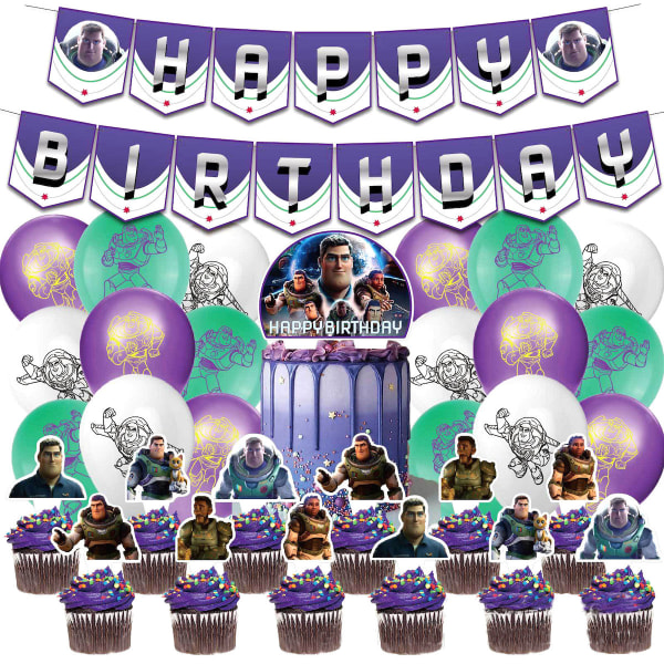 Lightyear Grattis på födelsedagen Ballong Set Latex Ballonger Party Dekoration Kit