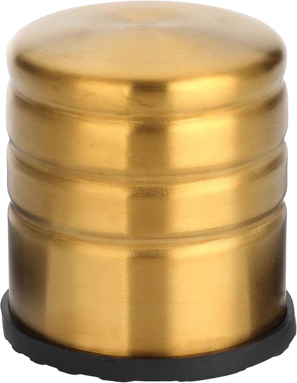 1 stk. kraftig dørstopper til gulv i rustfrit stål med gummikant, guld
