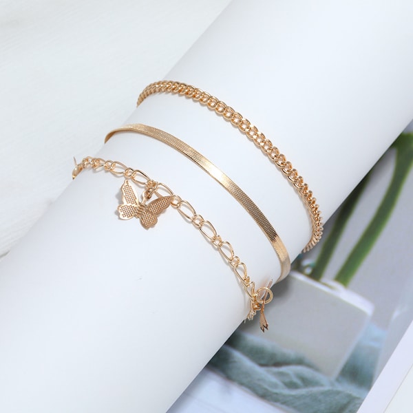 Summer Golden Butterfly Anklet Armband Foot Chain for Women Girls