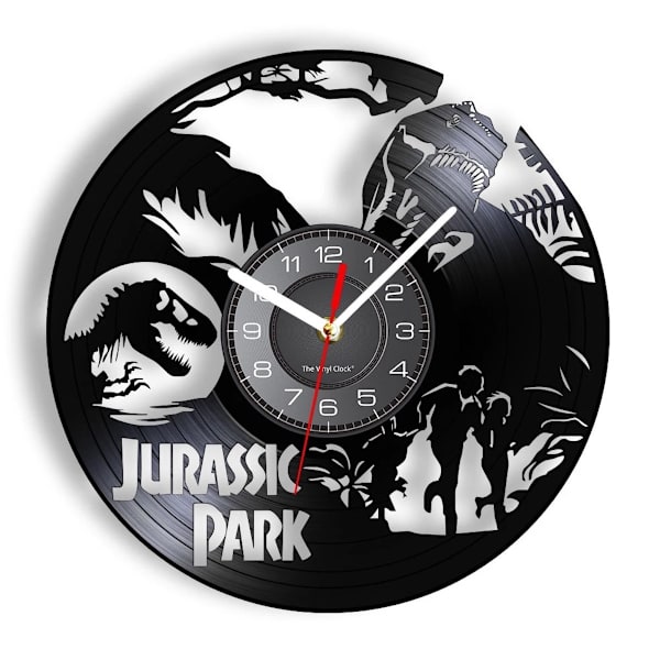 Jurassic Parks Dinosuar Vinyl Väggklocka Record Klocka Retro Dekor Väggkonstklocka