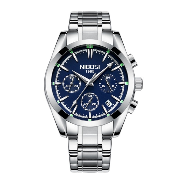 Watch för män Casual Watch Lysande Silver Multi Dial Display Vattentät