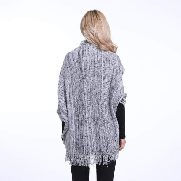 Spring Batwing Blus Stick Sjal Wrap med Tofs Thicken Cardigant för Dam