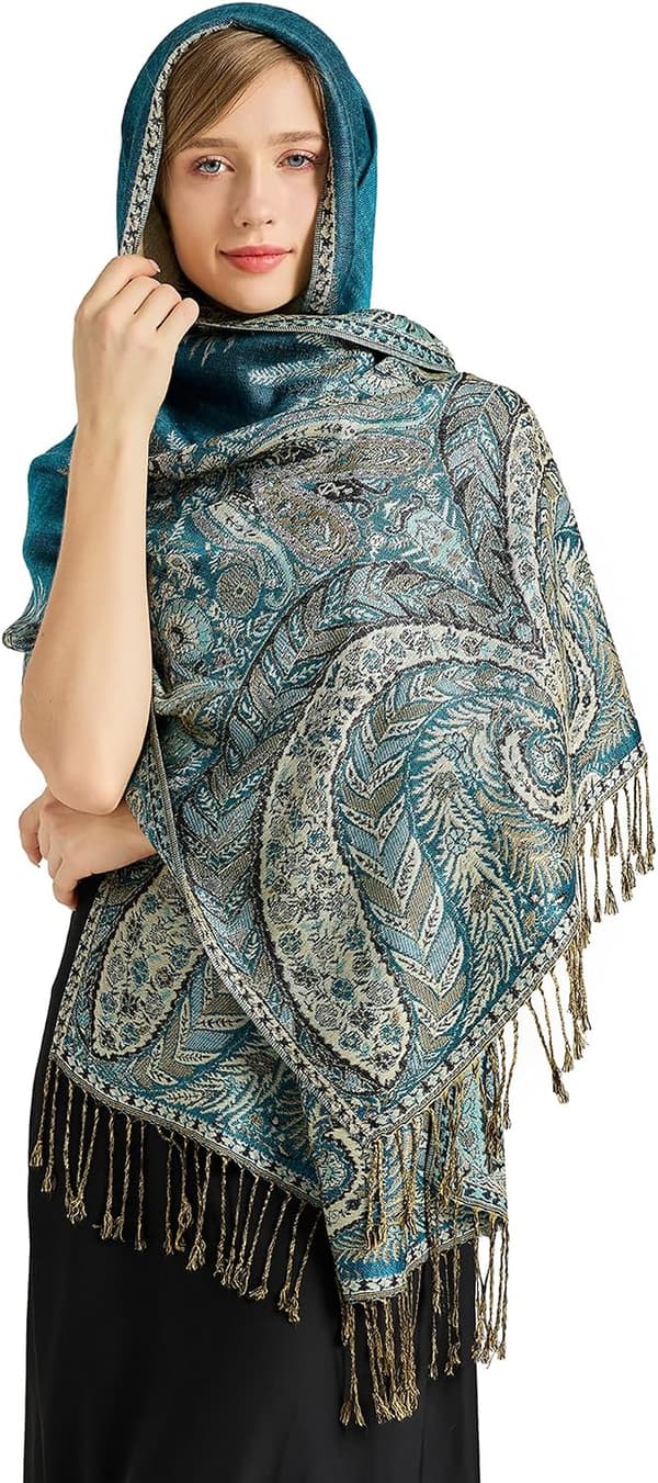 Paisley Pashmina Sjal, Blødt Jacquard-tørklæde til kvinders aftenbrug