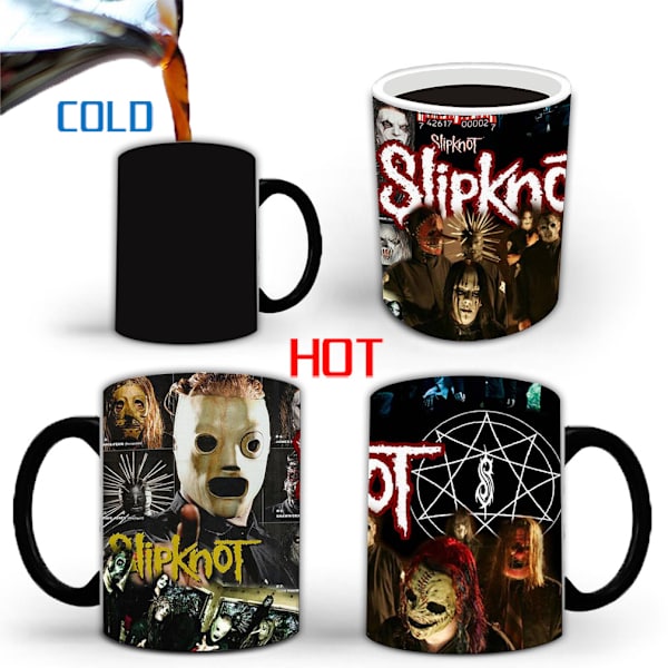 Rock Slipknot färgskiftande mugg Keramisk kaffemugg Thermal tekopp Nyhetspresent