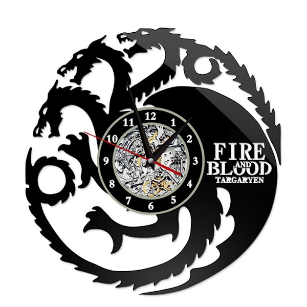 Game Of Thrones Vinyl Väggklocka Record Klocka Retro Dekor Väggkonstklocka