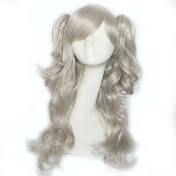 Charlotte Peruker Anime Split Lockig Peruk Cap Silver